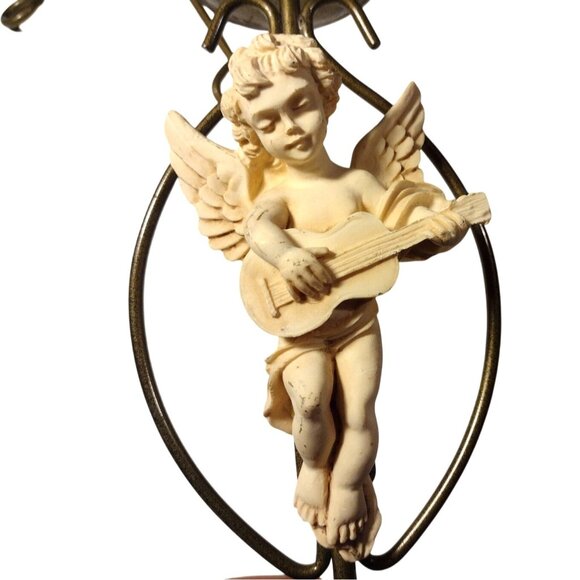 Vintage Angel Cherub Taper Candle Holders Set Of 2 Gold Brass Resin 12" Baroque - Picture 7 of 9